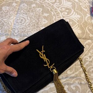 Suede Crossbody with Gold Tassel